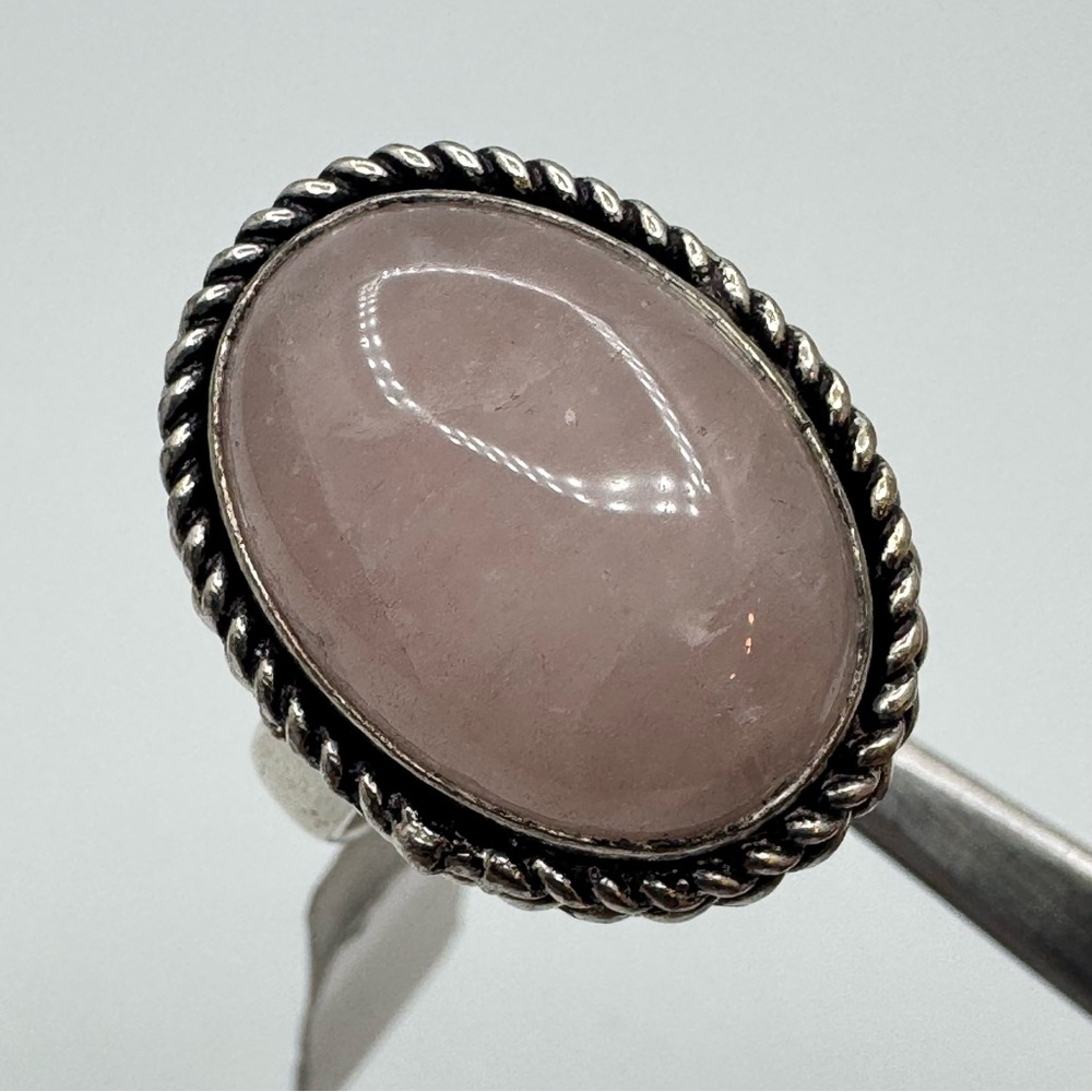 New Silver Tone Milky Quartz Oval Ring Size 9